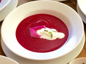 Velvety-smooth beet soup.