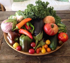 Farmers market veggies for dinner.