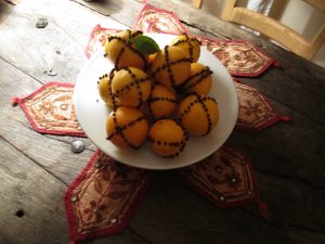 Christmas oranges studded with cloves